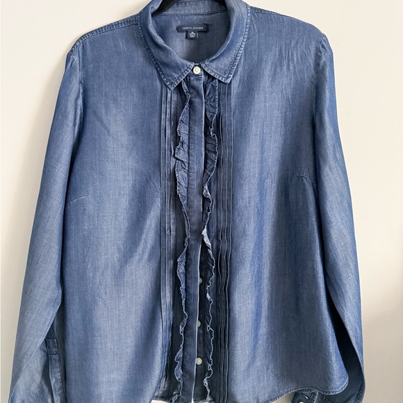 Tommy Hilfiger Tops - Tommy Hilfiger Indigo ruffle button down shirt